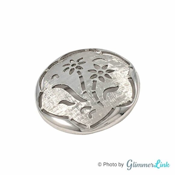 Vintage Sarah Coventry Round Floral Open Work Silver Tone Brooch Pendant - Picture 2 of 6